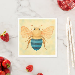Blue banded bee napkin