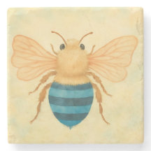 Blue banded bee stone drink coaster