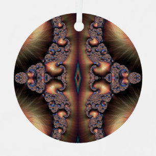 Blue Banded Golden Escargot Fractal Abstract Metal Tree Decoration