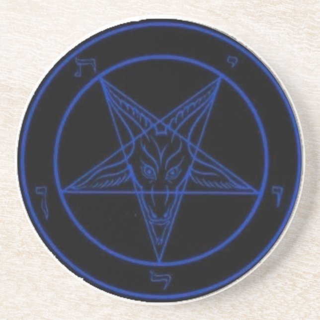 Blue Baphomet Drink Coaster or Ritual Alter Piece (Front)