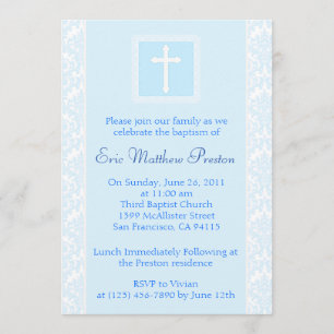Blue Baptism/Christening Invitation