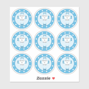 Blue Baptism Favour Sticker for Boys