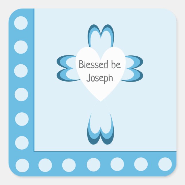 Blue Baptism Favour Sticker for Boys (Front)