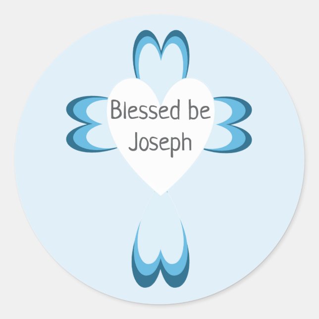 Blue Baptism Favour Sticker for Boys (Front)
