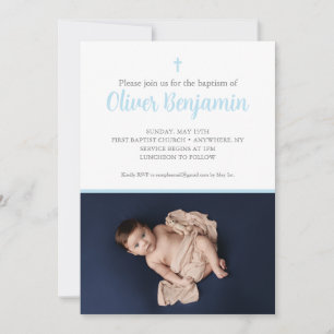 Blue baptism invitation