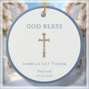Blue   Baptism Keepsake Ceramic Ornament