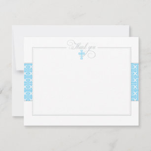 Blue Baptismal Flat Thank You Note Card