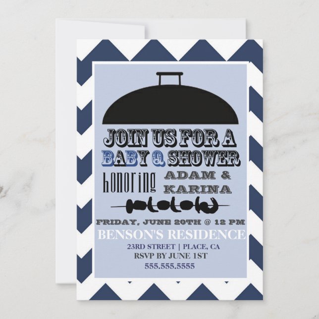 Blue Barbecue BabyQ Baby Shower Invitation (Front)