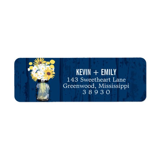 Blue Barn Mason Jar Sunflowers | Return Address Return Address Label