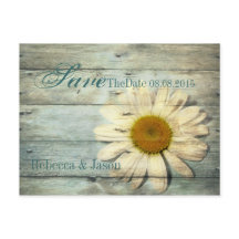 blue barnwood country daisy wedding save the date