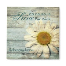 blue barnwood country daisy wedding save the date