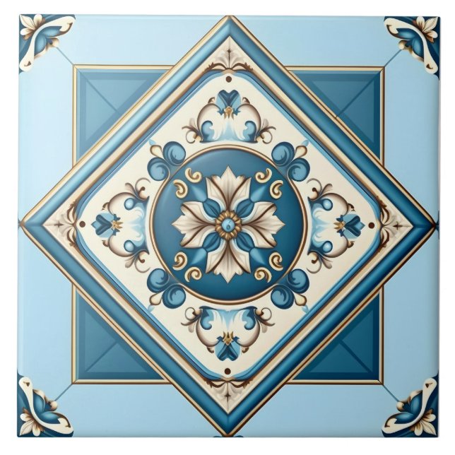Blue Baroque Mediterranean Ceramic Tile (Front)