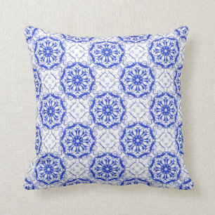 blue baroque style pattern cushion