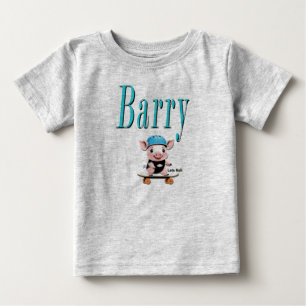 Blue Barry Name And Piggy Skateboarding, Baby T-Shirt