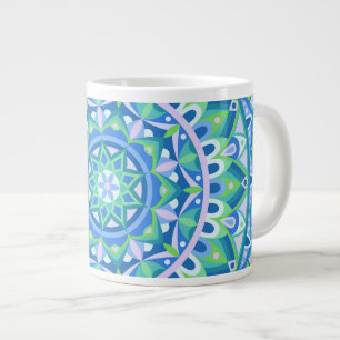 Blue Base Mandala Large Coffee Mug