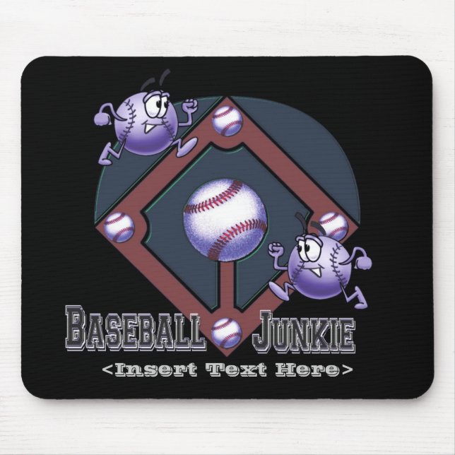 Blue Baseball Cartoon Mouse Pad (Front)