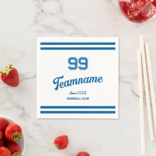 Blue Baseball Club Custom Player Number & TeamName Napkin