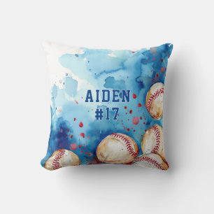 Blue Baseball Custom Name Cushion