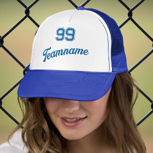 Blue Baseball Custom Player Number & Team Name Trucker Hat