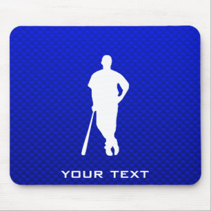 Blue Baseball Player Mouse Pad
