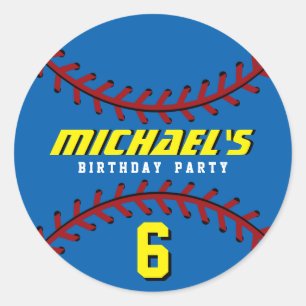 Blue Baseball Sticker Sports Kids Birthday Party