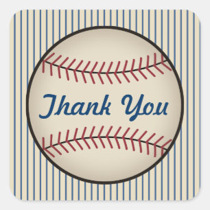 Blue Baseball Thank You Stickers