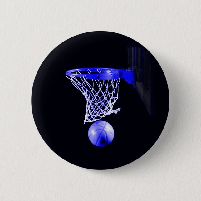 Blue Basketball 6 Cm Round Badge (Front)