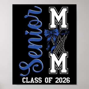Blue Basketball Bow Senior Mum Cl Of 2026 Graduati Poster