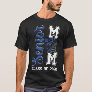 Blue Basketball Bow Senior Mum Cl Of 2026 Graduati T-Shirt