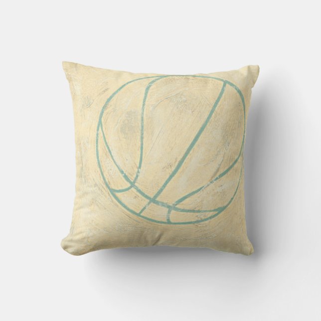 Blue Basketball by Chariklia Zarris Cushion (Front)