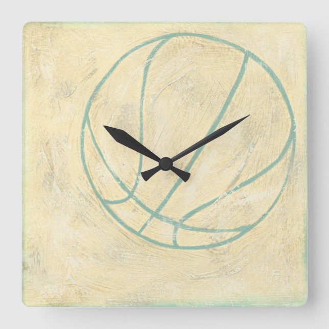 Blue Basketball by Chariklia Zarris Square Wall Clock (Front)