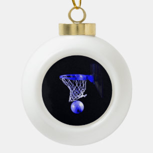Blue Basketball Ceramic Ball Christmas Ornament