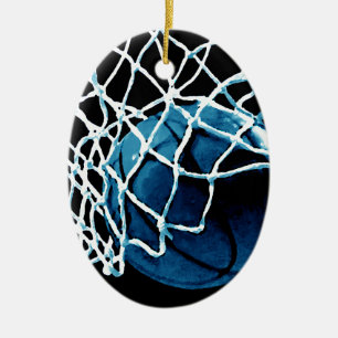 Blue Basketball Ceramic Ornament