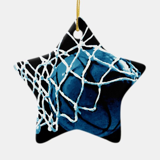 Blue Basketball Ceramic Tree Decoration (Front)