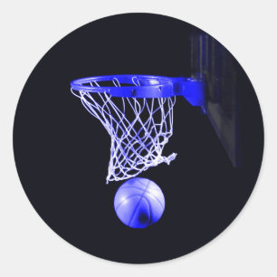 Blue Basketball Classic Round Sticker
