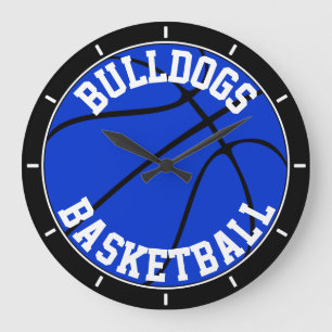 Blue Basketball Custom Team Name or Text Large Clock