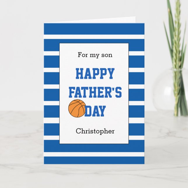 Blue Basketball Father's Day for my Son Card (Front)