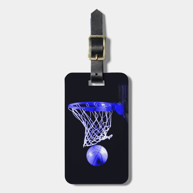 Blue Basketball Luggage Tag (Front Vertical)