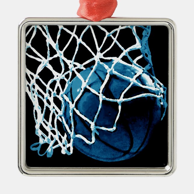 Blue Basketball Metal Tree Decoration (Front)