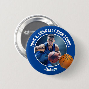 Blue Basketball Player Photo High School Spirit 6 Cm Round Badge