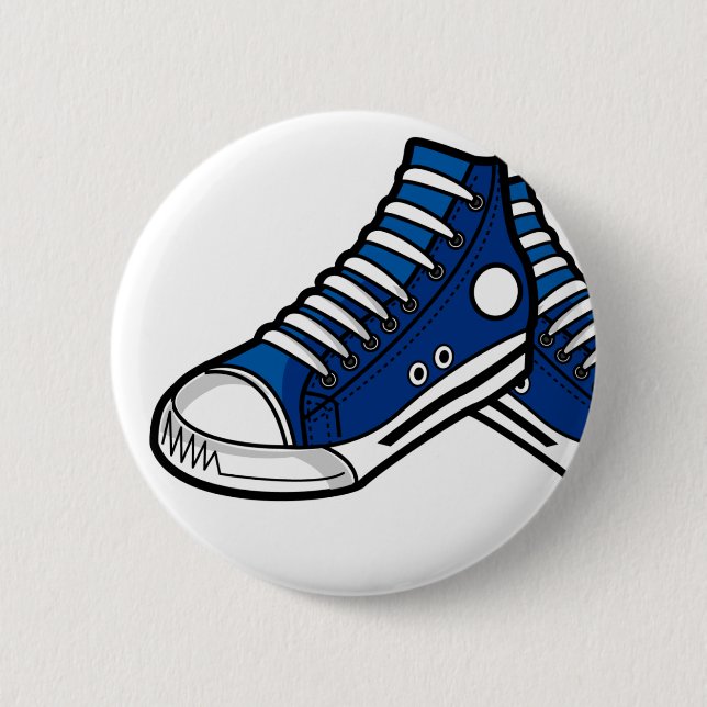 Blue Basketball Sneaker Button (Front)