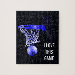 Blue Basketball - Sports Illustration Art Jigsaw Puzzle