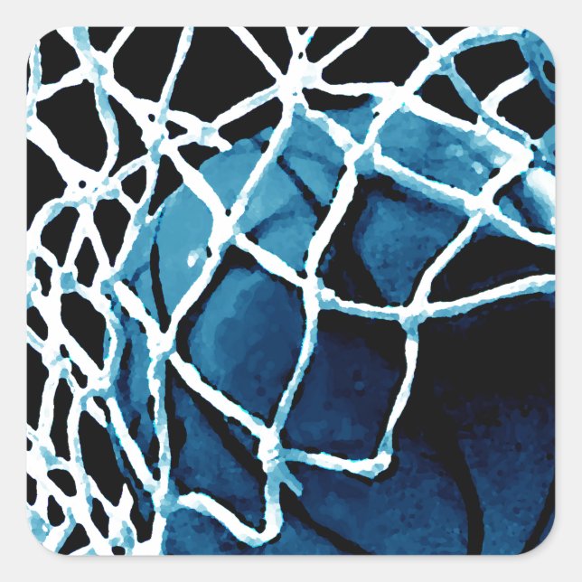 Blue Basketball Square Sticker (Front)