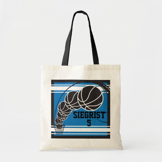 Blue Basketball Tote Bag (Front)