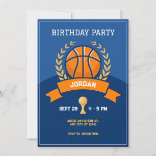 Blue Basketball trophy Invitation