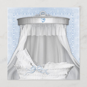 Blue Bassinet Baby Shower Invitation