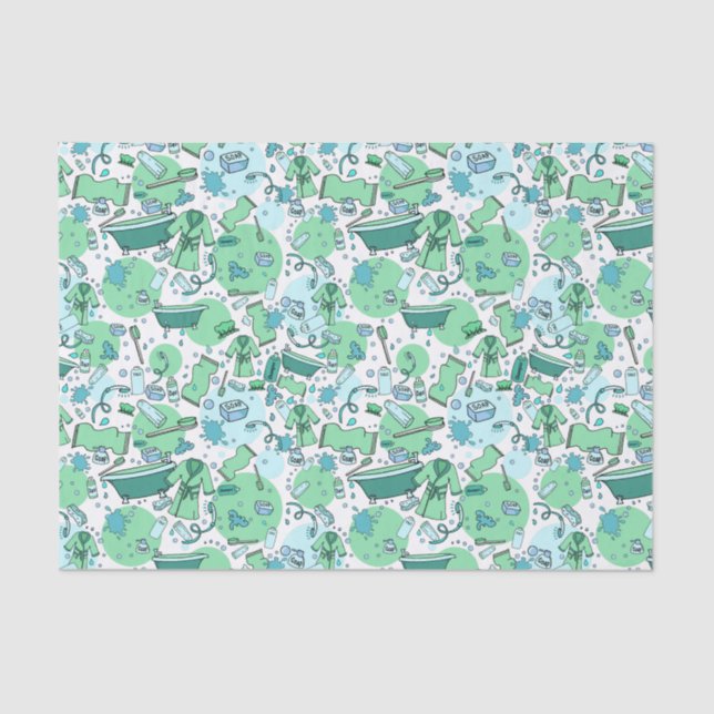 Blue Bathtime Fun Restroom Themed Tissue Paper (Front)