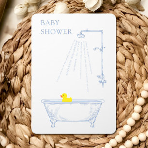 Blue Bathtub Yellow Rubber Duck Baby Shower Invitation