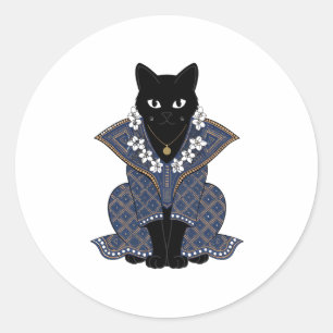 Blue Batik Cat Mystic Art Sticker