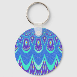 Blue batik key ring